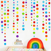 46 Ft Rainbow Circle Dots Garland Colorful Hanging Paper Streamer Backdrop Banner