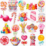 48Pcs Lollipop Cupcake Toppers Candyland Party Decorations Candyland Lollipop Cupcake Decorations Sweet Candy Cake Topper For Candyland Themed Birthday Baby Shower Supplies