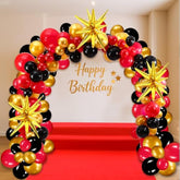 158 Pcs Red Carpet Red Black Gold Balloons Garland Arch Kit With 65 X 2 Ft Carpet 3 Stars And Different Size Balloons For Casino Birthday Las Vegas Night Poker Party New Year'S Eve Movie