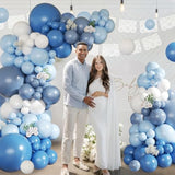 Dusty Blue Balloon Arch Kit,145Pcs Denim Light Blue And White Balloons Garland Kits For Birthday Baby Shower Gender Reveal Bridal Wedding Party Decorations