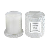 Voluspa Milk Rose, Cloche Textured Glass Candle, 8.5 Ounce, 55 Hour Burn Time, Coconut Wax for Clean Burning, Handcrafted in The USA