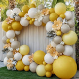 Mustard Yellow Balloon Garland Kit - Double Stuffed Sand White Yellow Pastel Balloon Arch For Birthday, Baby Shower, Gender Reveal, Boho Bee Party Decoration