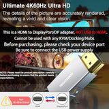 Hdmi To Displayport Adapter 4K@60Hz, Active Hdmi Male To Dp Female Converter N
