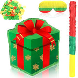 Christmas Piñata with Stick Blindfold Confetti Party Game,Gift Box