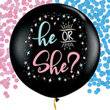 2pcs 36" Gender Reveal Balloons with Eco-Friendly Pink & Blue Confetti for Baby Announcement