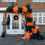 144Pc Halloween Balloon Arch Kit β Black & Orange with Eye and Confetti Balloons