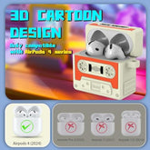 Cute Airpods 4 Case - 3D Cartoon Cassette Tape Design, Silicone Protection Cover With Keychain/Lanyard/Cleaner Kit