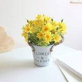 Potted Artificial Daisy Flowers Bonsai Plant Silk Flowers With Pot Fake Flower Arrangements For Home Office Restaurant Table Windowsill Garden Decor, Yellow