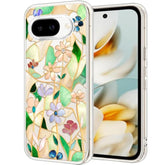 Case Compatible With Pixel 9A Case Clear With Design Soft Tpu Shock Absorption Slim Embossed Pattern Protective Back Cover (Stained Glass Flower)