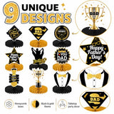 Father's Day Honeycomb Centerpieces, Black Gold Dad Table Decorations, Happy Fathers Day Table Centerpieces for Dad Party Table Decor