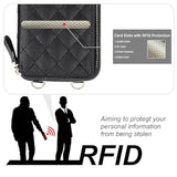 Iphone 15 Pro Max Crossbody Wallet Case RFID Leather Flip Cover 6.7 Inch Black