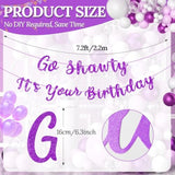 Set Of 2 Pre Strung Go Sha It'S Your Birthday Banner,No Diy Hip Hop Theme Glitter Happy Birthday Banner,Glitter Rap Theme Decors For Man Adult Women Party Photo Backdrop(Purple)