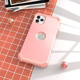 For 11 Pro Max Case With Tempered Glass Screen Protector,Hybrid 3 In 1 Shockproof Slim Fit Heavy Duty Protection Hard Pc Cover Soft Silicone Bumper Full Body Case, Rose Gold