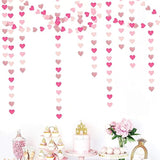 Hot-Pink Rose-Gold Party Decorations Heart-Garland - 52Ft Wedding Bridal Shower Hanging Decoration Streamers Banner,Baby Girl Birthday Bachelorette Engagement Mohters Valentines Day Decor