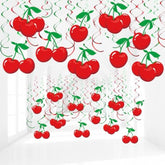 30 Pcs Cherry Hanging Swirl Decorations Cherry Party Hanging Ornaments For Birthday Baby Shower Party Supplies Decor