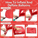 25Pcs Red White Square Foil Balloons Wall Double Backdrop Sided Red Pearl White Balloon Tunnel Arch Kit For Christmas Birthday Valentine'S Day Baby Shower Wedding Party Decorations