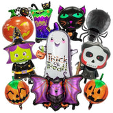 Halloween Foil Balloon Set: Ghost, Spider, Pumpkin, Bat, Witch - 10PCS