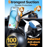 2025 Best Car Phone Holder?Ultimate 5-In-1 & Upgraded 100+Lbs Strongest Suction??True Military-Grade & Safety Cert? Windshield Phone Mount, Dashboard Vent Stand For Iphone Android & Truck, Black