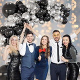 147 Pc Black Silver Balloon Garland Arch Kit Party Decoration
