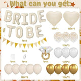 Sand White Bachelorette Party Decorations, Nude White Bride To Be Bridal Shower Balloons Decorations, White And Gold Balloons With Diamond Ring Cream Heart Balloons For Bachelorette Engagement Wedding