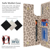 Premium PU Leather Phone Case for Samsung Galaxy Note 10 Plus with Card Holder and RFID Blocking - Beige Leopard Pattern