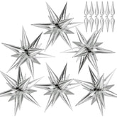 72pcs 12-Point Silver Star Balloons, Mylar Starburst Foil Balloons for Parties