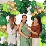 157 Pcs Green Balloon Garland Kit β Dark Green, White, Gold for Safari Party