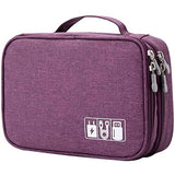 Travel Electronics Organizer Soft Case Small Electronic Accessories Carrying Bag Double-Layer For Cords Phone Chargers Cables Earbuds Adapter Mouse, Purple