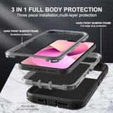 For Iphone 13 Mini Case, Military Grade 3 In 1 Heavy Duty Shockproof/Drop Proof/Dust Proof Case With 2Pcs Tempered Glass Screen Protector (Black/Grey)