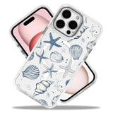 Compatible With Iphone 16 Pro Case For Magsafe, Clear White With Ocean Shells Design Drop Proof Rugged Magnetic Charge Shockproof For Iphone 16 Pro