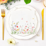 100 Pcs Wildflower Floral Luncheon Disposable Napkins For Wedding/Engagement/Bridal Shower/Baby Shower/Anniversary Party Decoration, 3-Ply