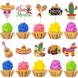 40 Pack Fiesta Cupcake Toppers Mexican Theme Cake Decoration Cactus Donkey Maraca Sombrero Taco Pepper Cupcake Picks For Baby Shower Birthday Mexican Fiesta Party Decorations