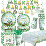Tractor Birthday Decorations, Farm Theme Green Tractor Party Supplies For Birthday Baby Shower, Paper Plate, Cup, Napkin, Banner, Tablecloth, Swirls, Cutlery, Serves 24