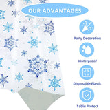 3 Pack Christmas Tablecloth, 54 X 108 Inch Blue And White Snowflake Tablecloth, Disposable Plastic Waterproof Rectangle Table Cover For Christmas Decorations Party Supplies