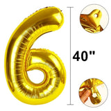 40 Inch Gold Balloon Number 6 Balloon,6 Foil Mylar Helium Large Digital Balloon Gold Birthday Numbers Jumbo Balloons 16Th Or 61St Anniversary Party Decorations Supplies