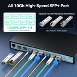 8 Port 10G L3 Managed Switch, 8X10G Sfp+ Interface, Link Aggregation/Qos/Vlan/Igmp, Wall Mounted Fanless 10Gb Sfp Network Switchsfpports Only,Transceiver Is Not Included