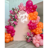 Pink And Orange Balloons 60Pcs 12 Inch Orange Hot Pink Light Pink Latex Balloons With Ribbons For Birthday Baby Shower Wedding Graduation Tropical Party Decoration
