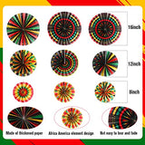 9 Pcs Juneteenth Kente Paper Fans Black History Month Decor,Classic