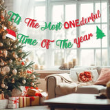 Christmas First 1St Birthday Decorations, It'S The Most Onederful Time Of The Year Banner Glitter, 1St Birthday Banner Red Green Xmas Winter Holiday Supplies For 1 Year Old Boys And Girls