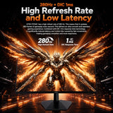 27 Inch Curved 280Hz 240Hz Gaming Monitor Fhd 1080P, 1500R Curve Computer Monitor, 1920 X 1080P, Va 1Ms Mprt,Freesync, Displayport/Hdmi, For Gaming, Streaming & Home Office