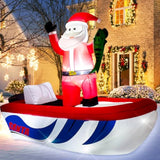 10Ft Long Christmas Inflatable Santa Fishing On A Boat,Christmas Captain Santa Claus Outdoor Blow Up Inflatable Santa Gi
