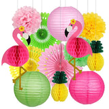 Flamingo Party Supplies, Hawaiian Party Decorations Flamingo And Pineapple Honeycomb Ball Paper Lanterns Paper Fans Pom Poms Flowers For Birthday Luau Tropical Bachelorette Party