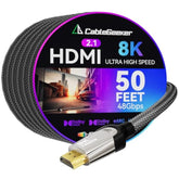 Long 8K Hdmi 2.1 Cable 50Ft, 48Gbps Ultra Hd Lead High Speed Cord Connector, S