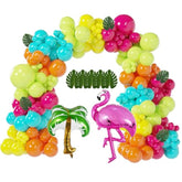 146Pcs Tropical Aloha Balloon Arch Garland Kit With Flamingo Palm Tree Bright Color Balloons For Hawaiian Luau Summer Party Baby Shower Birthday Decorations