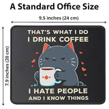 Funny I Drink Coffee I Hate People Cat Mouse Pad - Gaming 9.5 X 7.8 Inch Laptop Mouse Mat Cute Cat Dad Mom Gifts For Birthday