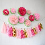 Pink Paper Flower Wedding Centerpiece Birthday Party Backdrop Nursery Room Wall Home Decoration Pack Of 9