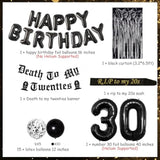 30Th Birthday Decorations For Him Her Black Death To My Twenties Banner Rip To My 20S Sash Number 30 Happy Birthday Balloon Banner Foil Curtain For Funny Thirtieth Party Supplies