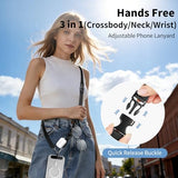 Multifunctional Cell Phone Lanyard - 3-in-1 Detachable Adjustable Crossbody Strap & Neck Lanyard & Wrist Lanyard for Men & Women with 2 Patches for