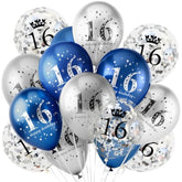 18Pcs 16Th Birthday Decorations For Boys Girls Blue Silver 16Th Birthday Balloons Decoration Happy 16Th Birthday Confetti Latex Balloons Decorations For Men Women 16 Anniversary Birthday Party Décor