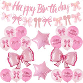 Pink Bow Birthday Party Decorations , Bow Theme Pink Coquette Birthday Decorations Bow Banner And Balloons For Girls' Party Baby Shower Bachelorette Party